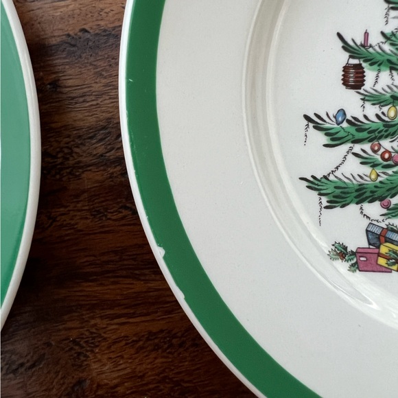 2- Spode Christmas Tree Bread and Butter Plates - Picture 3 of 5